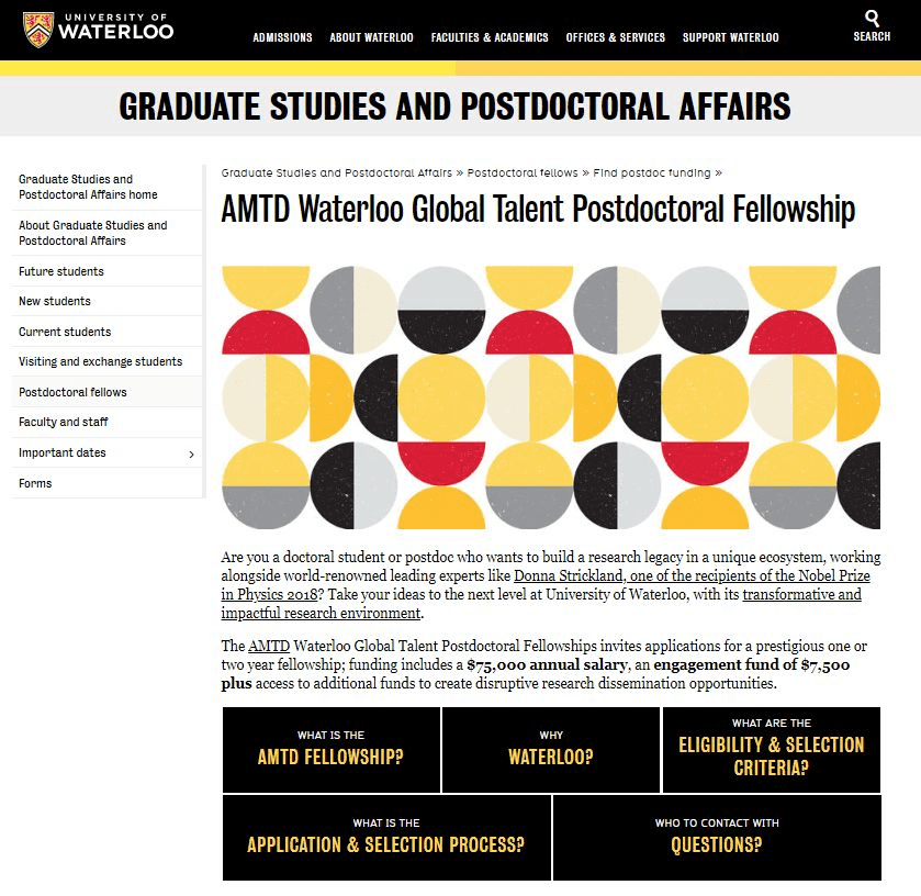 AMTD and University of Waterloo jointly launched the AMTD Waterloo Global Talent Postdoctoral Fellowship to nurture emerging scholars and promote technological innovation