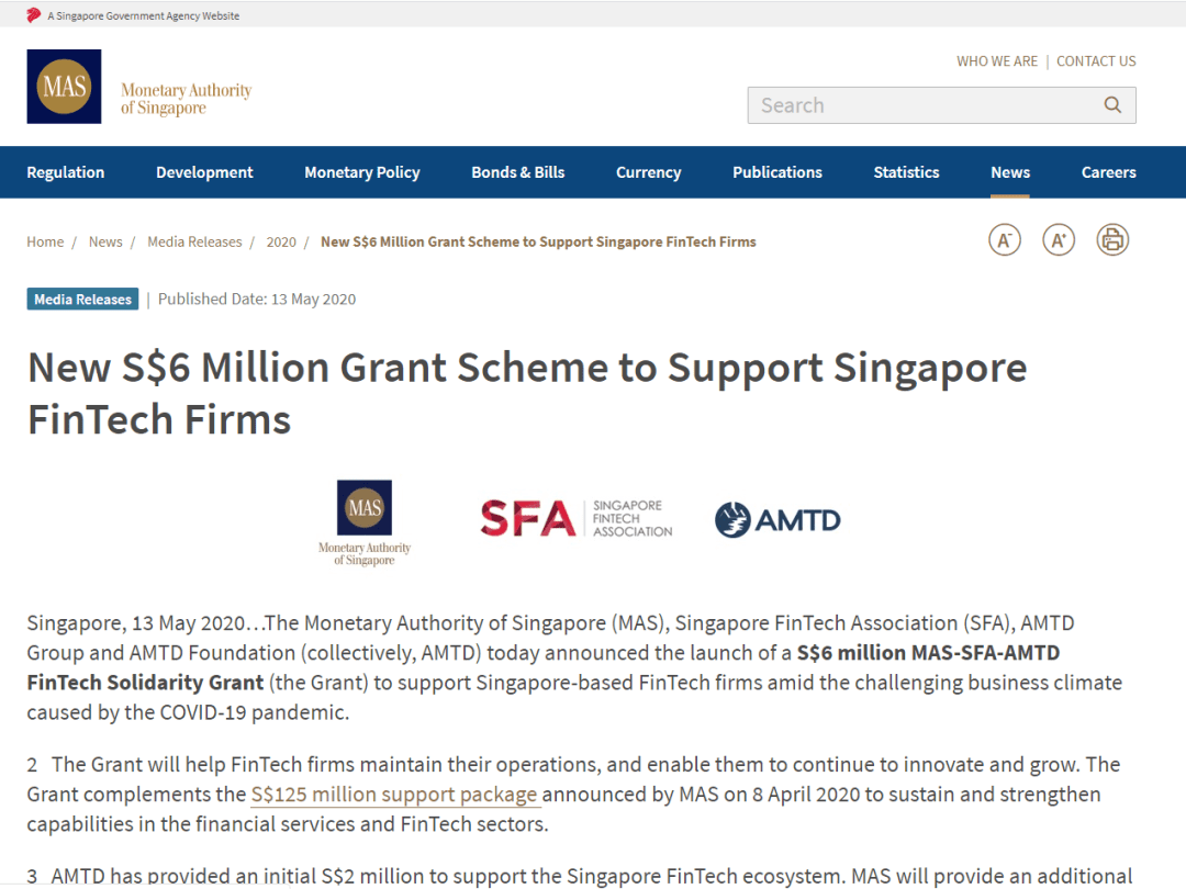 New S$6 Million Grant Scheme to Support Singapore FinTech Firms